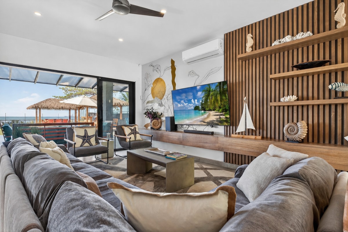 Open villa lounge with ocean-facing seating