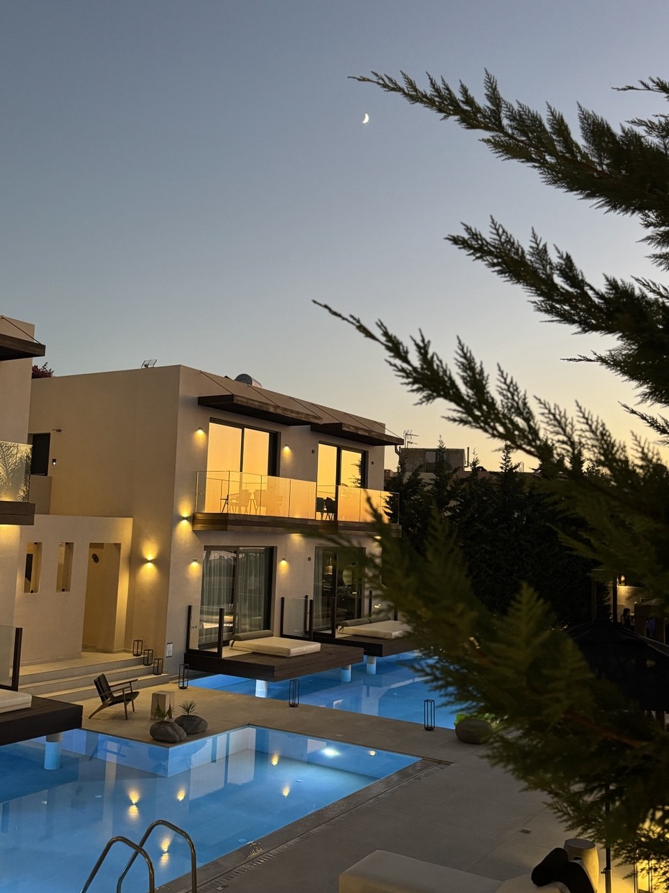 Crete retreat villa at dusk