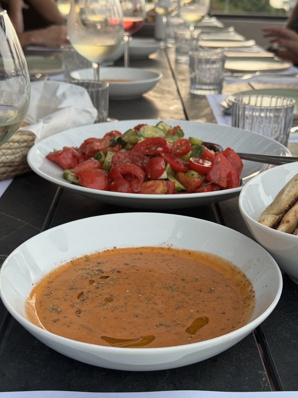 Mediterranean meal at the Crete retreat